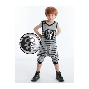 Denokids Skull Boys Striped Kids Overalls