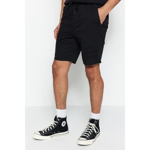 Trendyol Black Men's Regular Mid-Length/Regular Cut Shorts with Relief Print.