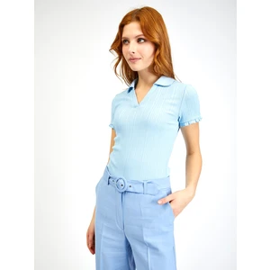 Light blue women's ribbed polo shirt ORSAY - Women