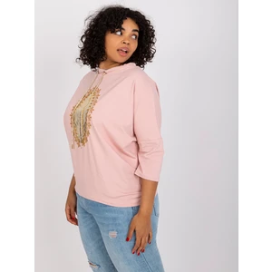 Dusty pink loose plus size cotton blouse Vera