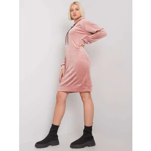 Pink velor dress with a hood from Messina