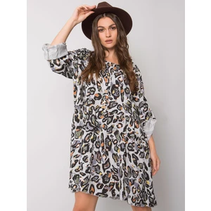 Light gray women's dress with patterns