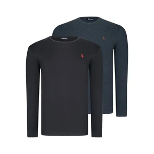 DUAL SET T8588 DEWBERRY ROUND COLLAR MEN'S SWEATSHIRT-ANTHRACITIS-BLACK