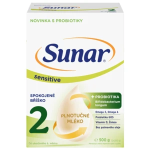 SUNAR Sensitive 2 pokračovací kojenecké mléko 6m+ 500 g