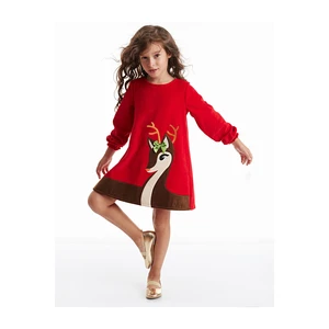 Denokids Baby Deer Girl Velvet Red Christmas Dress