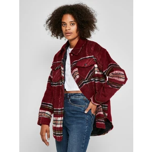 Burgundy Plaid Shirt Jacket Noisy May Lulu - Women