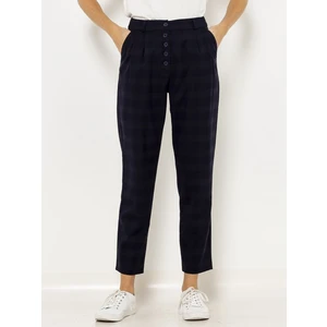 Dark Blue Plaid Shortened Trousers CAMAIEU - Women