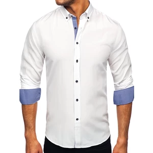 Biela pánska košeľa s dlhými rukávmi Bolf 20719