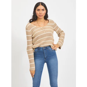 Beige striped sweater VILA Rush - Women