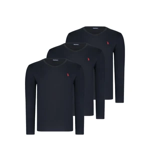 TRIPLE SET T8587 DEWBERRY V COLLAR MEN'S SWEATSHIRT-BLACK-BLACK-BLACK