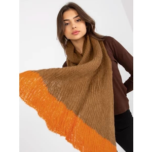 Women's camel and orange knitted scarf