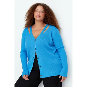 Trendyol Curve Plus Size Cardigan - Blue - Regular fit