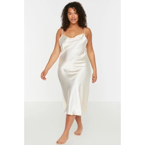 Trendyol Curve Plus Size Nightgown - Beige - Basic