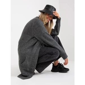 Dark grey long cardigan with pockets RUE PARIS