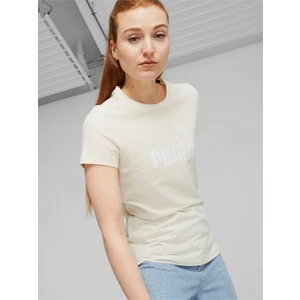 Cream Women's T-Shirt Puma ESS - Women