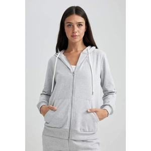 DEFACTO Regular Fit Thin Sweatshirt Fabric Cardigan