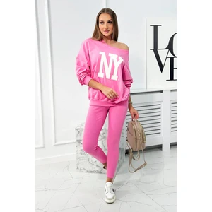 Cotton set sweatshirt + leggings pink