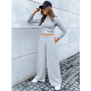 Women's set of wide trousers and crop top with long sleeves ASTRAL ALLURE gray Dstreet