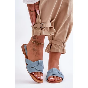 Women's material sandals light blue Aversa