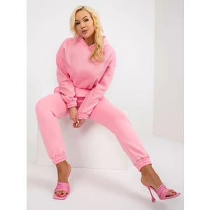 Pink basic tracksuit plus sizes with trousers