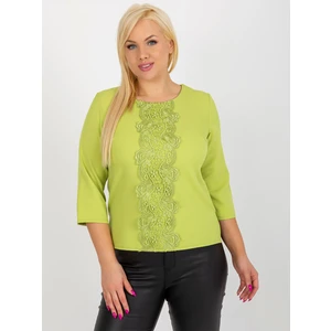 Limetková elegantní halenka plus size s krajkou