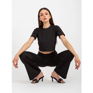 Black two-piece casual set with trousers