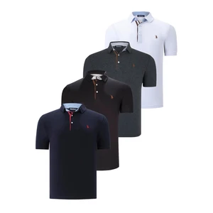 QUAD SET T8582 DEWBERRY MENS T-SHIRT-BLACK-ANTHRACITE-NAVY BLUE-WHITE