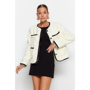 Trendyol Ecru Pocket Detailed Plush Jacket Coat