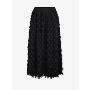 Black Ladies Patterned Midi Skirt VILA Amellia - Ladies