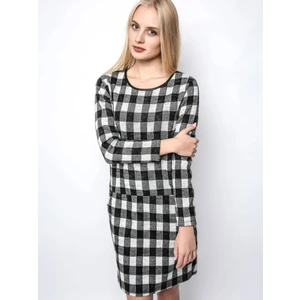 CHECKERED DRESS WHITE AND BLACK