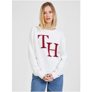 Bílý dámský svetr Tommy Hilfiger Graphic - Dámské