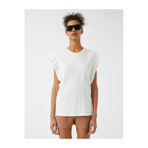 Koton Crew Neck Short Sleeve Frilly T-Shirt