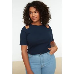 Trendyol Curve Navy Blue Cutout Detailed Knitted Blouse