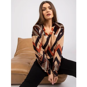 Brown and beige velor blouse with Lea prints