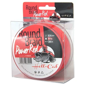 Hell-cat splietaná šnúra round braid power red 200 m-priemer 0,50 mm / nosnosť 57,50 kg