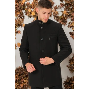 PLT8367 DEWBERRY MEN'S COAT-DARK PLAIN BLACK