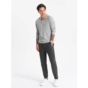 Ombre CARROT men's structured knit sweatpants - graphite melange