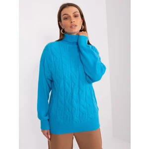 Blue women's sweater with cuffs