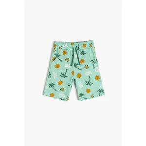 Koton Boys' Tie Waist Printed Shorts with Pockets 3skb40053tk