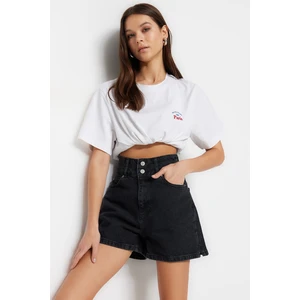 Trendyol Black Denim Shorts With Waist Detail