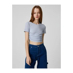 Koton Crop T-shirt with Short Sleeves, Crew Neck Slim Fit