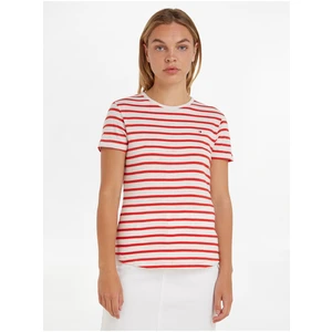 White and Red Women's Striped T-Shirt Tommy Hilfiger - Women