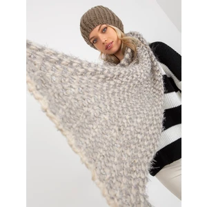 Beige and gray women's knitted scarf