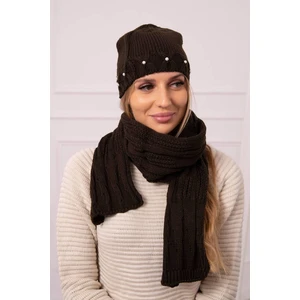 Women's set with scarf Melania K389 brown