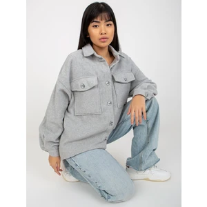 Grey warm lady's shirt with pockets