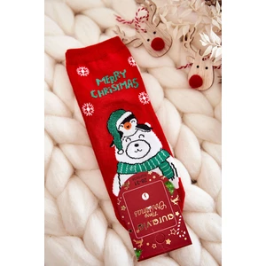 Children's socks "Merry Christmas" Polar bear red