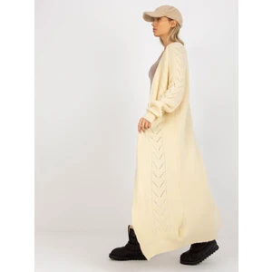 Ecru maxi cardigan without closure