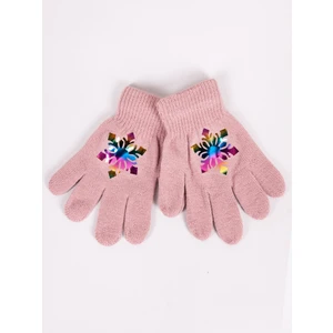 Yoclub Kids's Girls' Five-Finger Gloves With Hologram RED-0068G-AA50-001