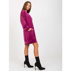 Purple loose velour dress with pockets from RUE PARIS