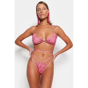 Trendyol Animal Print Triangle Tie Bikini Top